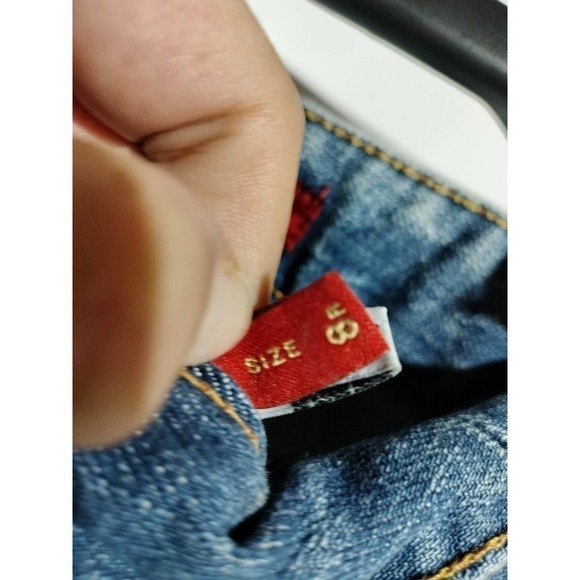 Express Stella Boot leg Jeans destructed and destroyed 8" rise woman size 8 - Picture 5 of 5